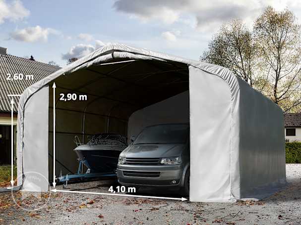 6x6m tenda garagem, lona PVC, Cinzento, sem estática 6x6m tenda garagem, lona PVC, Cinzento, sem estática
