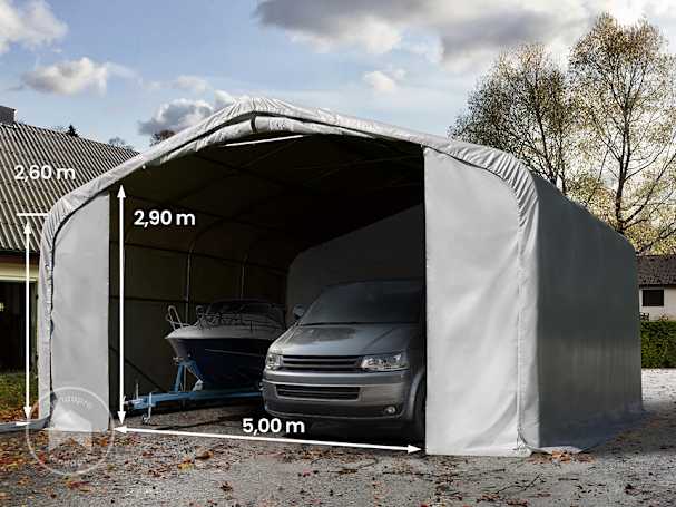7x7m tenda garagem, lona PVC, Cinzento, sem estática 7x7m tenda garagem, lona PVC, Cinzento, sem estática