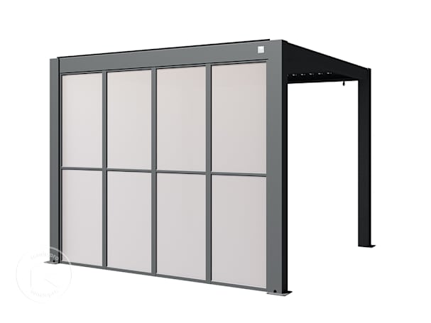 Parede lateral com aspeto de vidro fosco para o lado de 3 m da pérgola Parede lateral com aspeto de vidro fosco para o lado de 3 m da pérgola