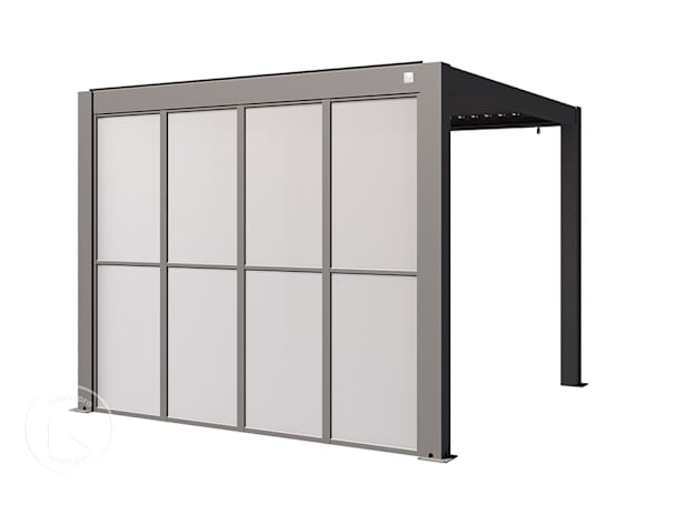 Parede lateral com aspeto de vidro fosco para o lado de 3 m da pérgola Parede lateral com aspeto de vidro fosco para o lado de 3 m da pérgola