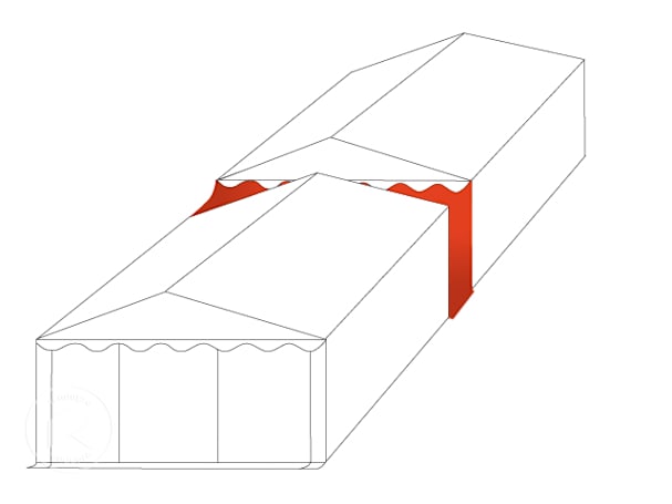 Conjunto de ligação e calha de chuva 3 m XXL PVC branco para tenda de festa, altura 2 m, branco