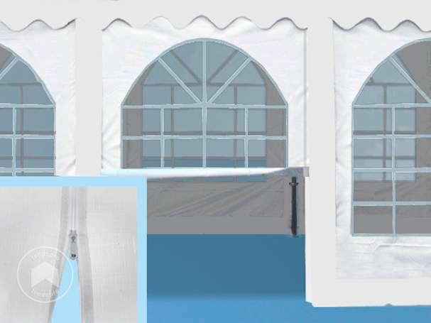 Paredes laterais 2x2 m, PVC branco, com fecho de correr
