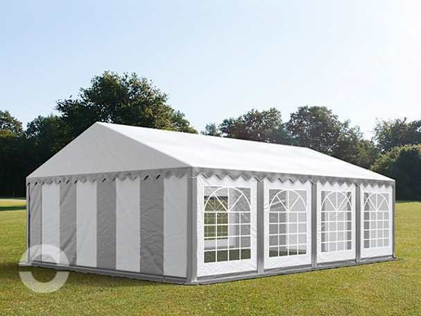 6x8m Partyzelt, PVC-Plane, grau-weiß