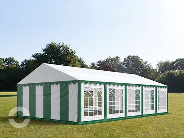 5x10m Partyzelt, PVC-Plane, grün-weiß