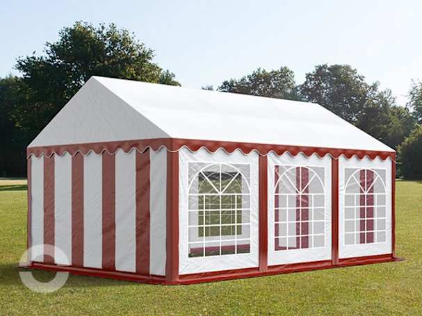3x6m Partyzelt, PVC-Plane, rot-weiß 3x6m Partyzelt, PVC-Plane, rot-weiß