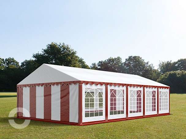 5x10m Partyzelt, PVC-Plane, rot-weiß