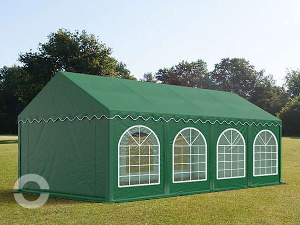 4x8m Partyzelt, PVC-Plane, dunkelgrün, mit Bodenrahmen
