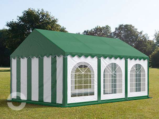 3x6m Partyzelt, PVC-Plane, grün-weiß, mit Bodenrahmen 3x6m Partyzelt, PVC-Plane, grün-weiß, mit Bodenrahmen