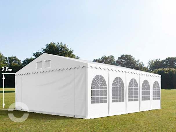 7x10m Partyzelt, PVC-Plane, weiß, mit Bodenrahmen