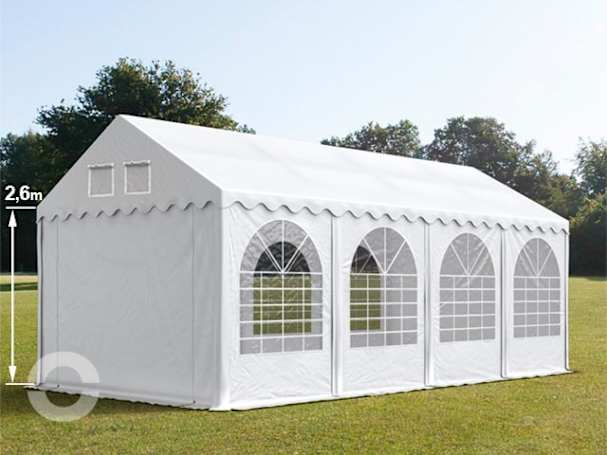 4x8m Partyzelt, PVC-Plane, weiß, mit Bodenrahmen