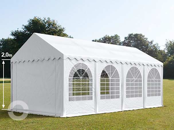 4x8m Partyzelt, PVC-Plane, weiß, mit Bodenrahmen 4x8m Partyzelt, PVC-Plane, weiß, mit Bodenrahmen