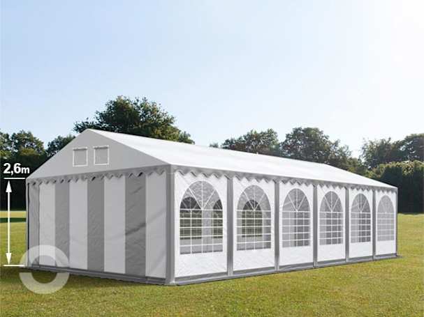6x12m Partyzelt, PVC-Plane, grau-weiß, mit Bodenrahmen 6x12m Partyzelt, PVC-Plane, grau-weiß, mit Bodenrahmen