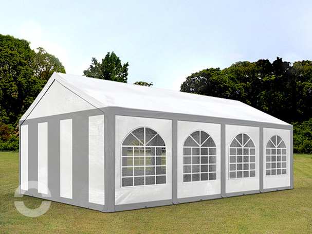 4x8m Partyzelt, PE-Plane, grau-weiß 4x8m Partyzelt, PE-Plane, grau-weiß
