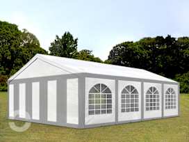 5x8m Partyzelt, PE-Plane, grau-weiß 5x8m Partyzelt, PE-Plane, grau-weiß