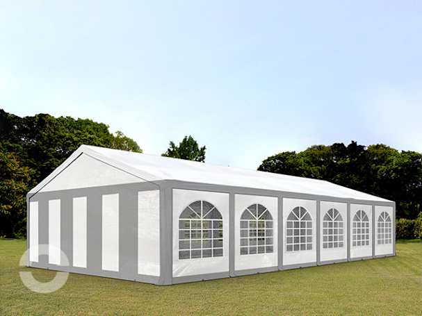 6x12m Partyzelt, PE-Plane, grau-weiß