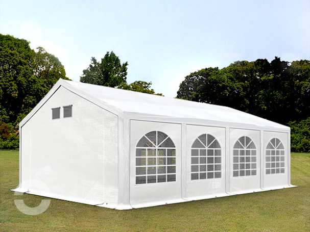 4x8m Partyzelt, PE-Plane, weiß, mit Bodenrahmen 4x8m Partyzelt, PE-Plane, weiß, mit Bodenrahmen