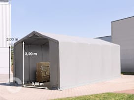 4x10m Zelthalle, PVC-Plane, grau, ohne Statik