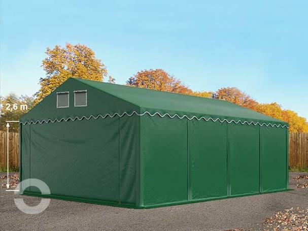 5x8 m Lagerzelt, PVC-Plane, dunkelgrün, mit Bodenrahmen, ohne Statik 5x8 m Lagerzelt, PVC-Plane, dunkelgrün, mit Bodenrahmen, ohne Statik