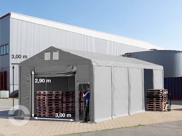5x10 m Lagerzelt, PVC-Plane, grau, mit Bodenrahmen, ohne Statik 5x10 m Lagerzelt, PVC-Plane, grau, mit Bodenrahmen, ohne Statik