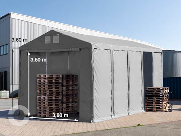 5x10 m Lagerzelt, PVC-Plane, grau, mit Bodenrahmen, ohne Statik 5x10 m Lagerzelt, PVC-Plane, grau, mit Bodenrahmen, ohne Statik