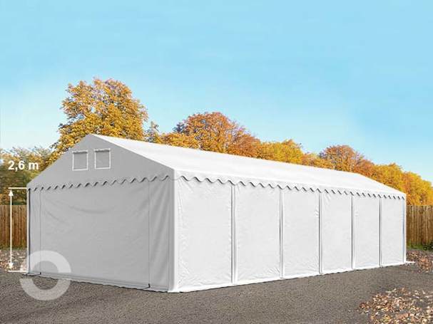 6x12 m Lagerzelt, PVC-Plane, weiß, mit Bodenrahmen, ohne Statik 6x12 m Lagerzelt, PVC-Plane, weiß, mit Bodenrahmen, ohne Statik