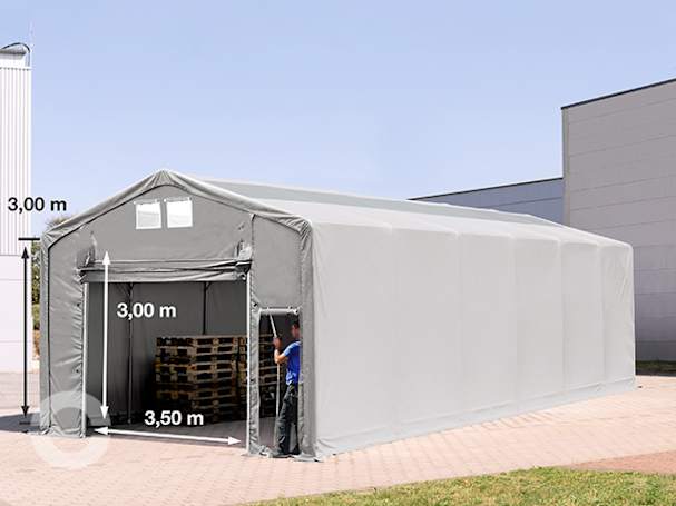 6x12m Zelthalle, PVC-Plane, grau, ohne Statik