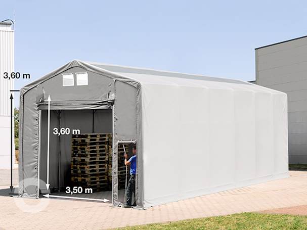 6x12m Zelthalle, PVC-Plane, grau, ohne Statik