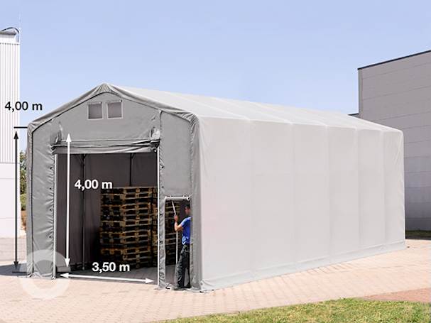 6x12m Zelthalle, PVC-Plane, grau, ohne Statik