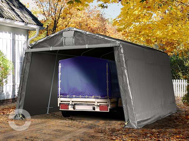 3,3x4,7m Zeltgarage, PE-Plane, grau 3,3x4,7m Zeltgarage, PE-Plane, grau
