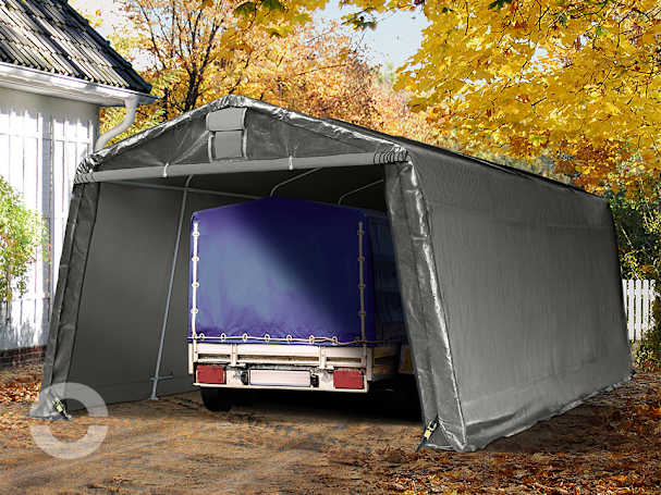 3,3x6,2m Zeltgarage, PE-Plane, grau 3,3x6,2m Zeltgarage, PE-Plane, grau