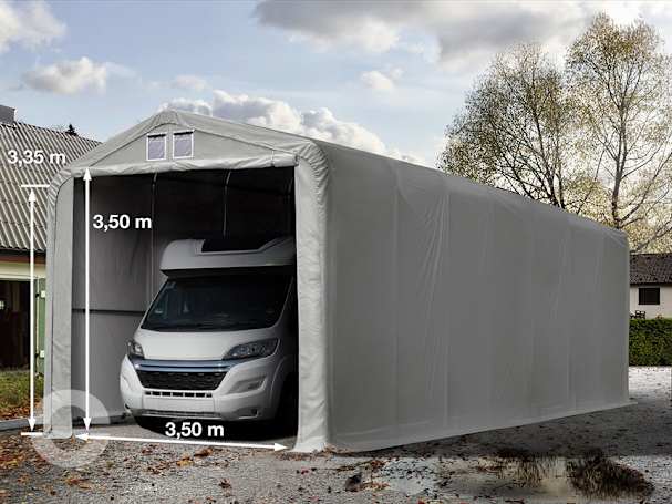 4x16m Zeltgarage, PVC-Plane, grau, ohne Statik 4x16m Zeltgarage, PVC-Plane, grau, ohne Statik