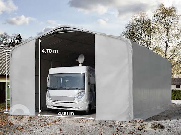 8x12m Zeltgarage, PRIMEtex-Plane, grau, ohne Statik 8x12m Zeltgarage, PRIMEtex-Plane, grau, ohne Statik