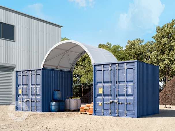 4x3m Container Überdachung, PRIMEtex-Plane, weiß, mit Statik