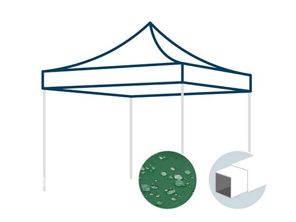 Ersatzdach für 3x3 m Faltpavillon mit 30 mm Stahlgestänge, dunkelgrün
