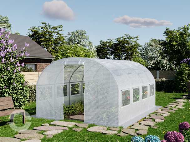 3x4m Foliengewächshaus, PE-Plane, weiß