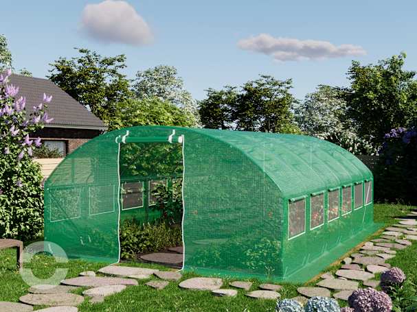 4x6m Foliengewächshaus, PE-Plane, grün