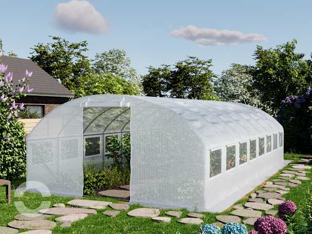 4x8m Foliengewächshaus, PE-Plane, weiß
