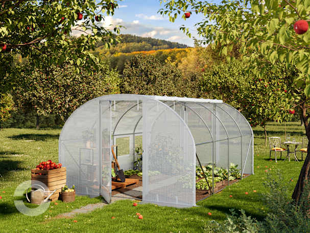 3x4m Foliengewächshaus, PE-Plane, weiß 3x4m Foliengewächshaus, PE-Plane, weiß