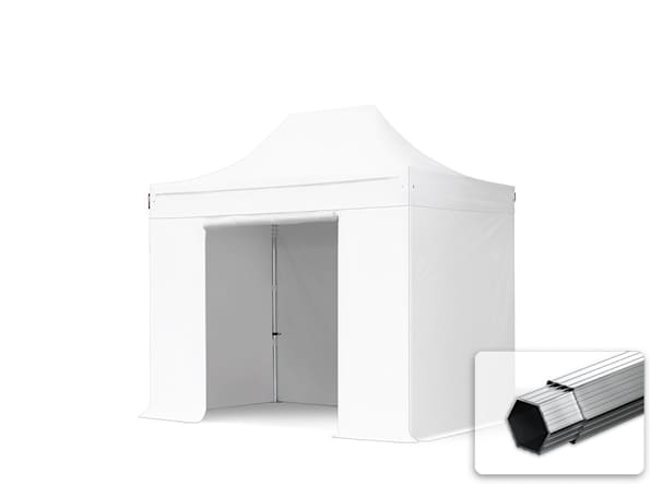3x2m Aluminium Faltpavillon, inkl. 4 Seitenteile, weiß 3x2m Aluminium Faltpavillon, inkl. 4 Seitenteile, weiß