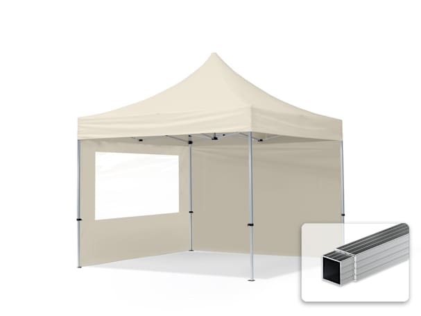 3x3m Aluminium Faltpavillon, inkl. 2 Seitenteile, creme 3x3m Aluminium Faltpavillon, inkl. 2 Seitenteile, creme
