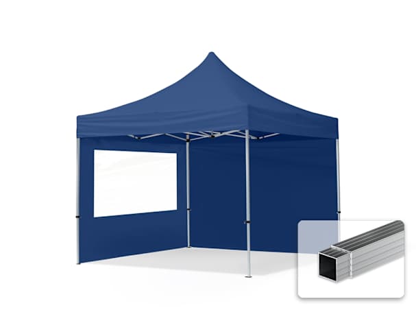 3x3m Aluminium Faltpavillon, inkl. 2 Seitenteile, dunkelblau 3x3m Aluminium Faltpavillon, inkl. 2 Seitenteile, dunkelblau