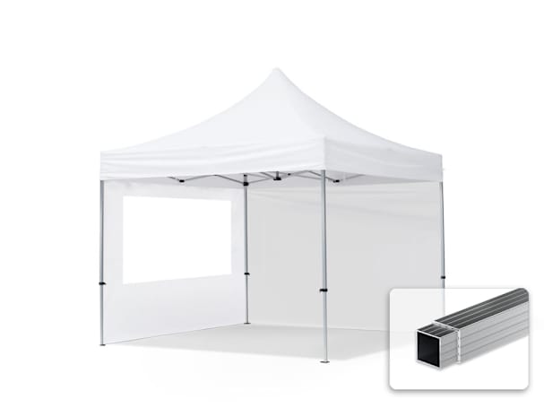 3x3m Aluminium Faltpavillon, inkl. 2 Seitenteile, weiß