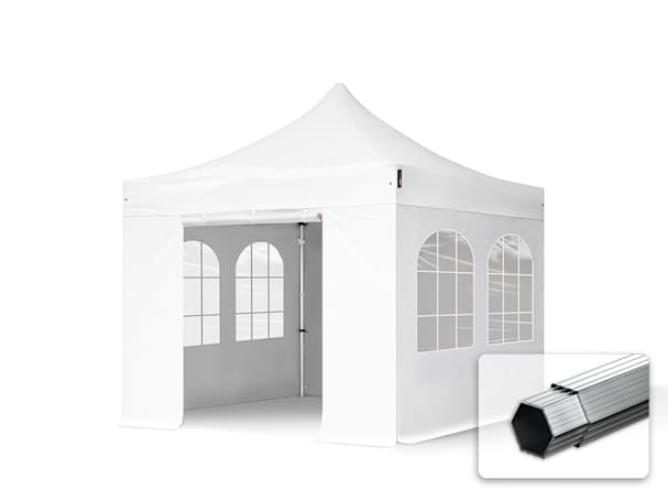 3x3m Aluminium Faltpavillon, inkl. 4 Seitenteile, weiß 3x3m Aluminium Faltpavillon, inkl. 4 Seitenteile, weiß