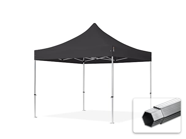 3x3m Aluminium Faltpavillon, ohne Seitenteile, schwarz 3x3m Aluminium Faltpavillon, ohne Seitenteile, schwarz