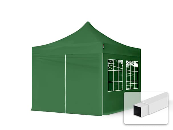 3x3m Stahl Faltpavillon, inkl. 4 Seitenteile, dunkelgrün 3x3m Stahl Faltpavillon, inkl. 4 Seitenteile, dunkelgrün