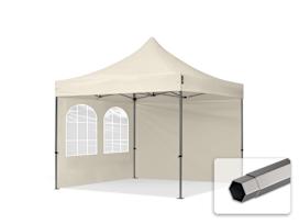 3x3m Stahl Faltpavillon, inkl. 2 Seitenteile, creme