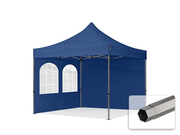 3x3m Stahl Faltpavillon, inkl. 2 Seitenteile, dunkelblau 3x3m Stahl Faltpavillon, inkl. 2 Seitenteile, dunkelblau