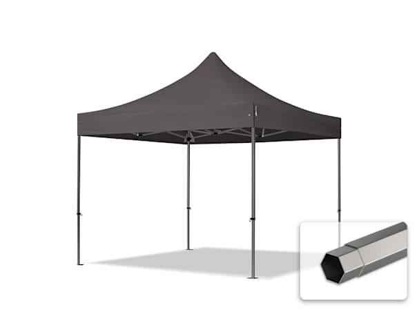 3x3m Stahl Faltpavillon, ohne Seitenteile, dunkelgrau