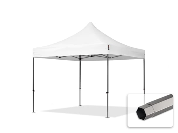 3x3m Stahl Faltpavillon, ohne Seitenteile, weiß