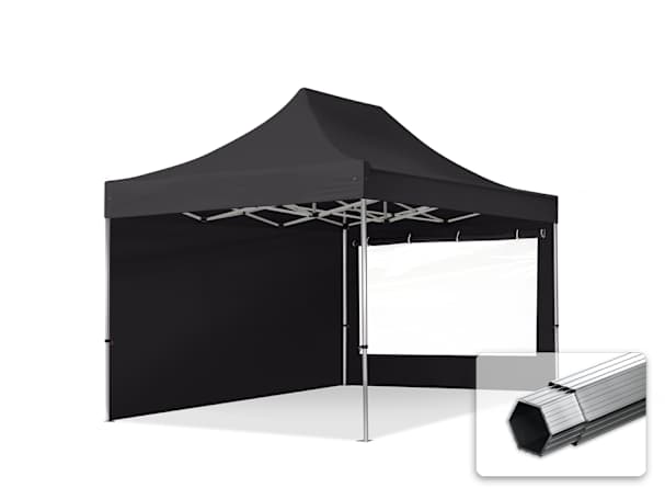 3x4,5m Aluminium Faltpavillon, inkl. 2 Seitenteile, schwarz 3x4,5m Aluminium Faltpavillon, inkl. 2 Seitenteile, schwarz